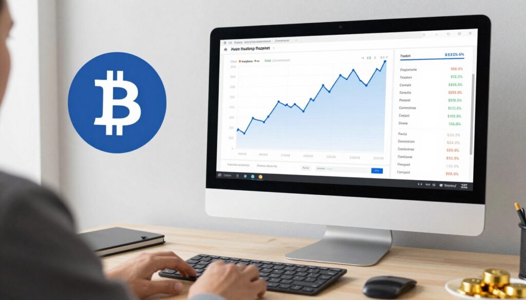 Bitcoin investment portfolio showing growth charts and diversification with traditional assets