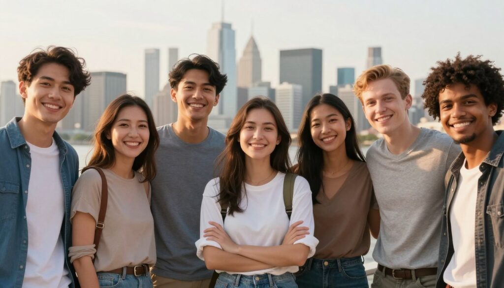 Confident young adults achieving financial success and independence