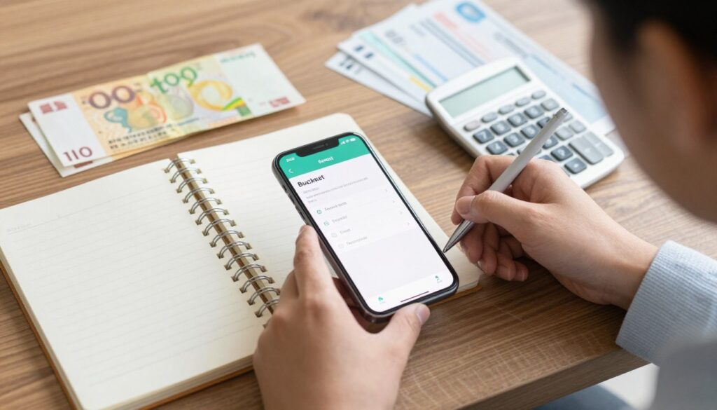 Person taking first steps in financial planning with simple tools